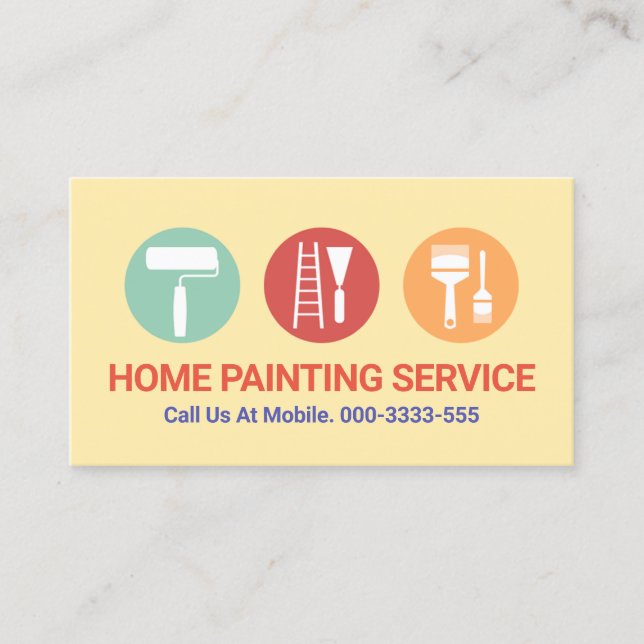 Painting Tool Brush Pastel Colors Business Card (Front)