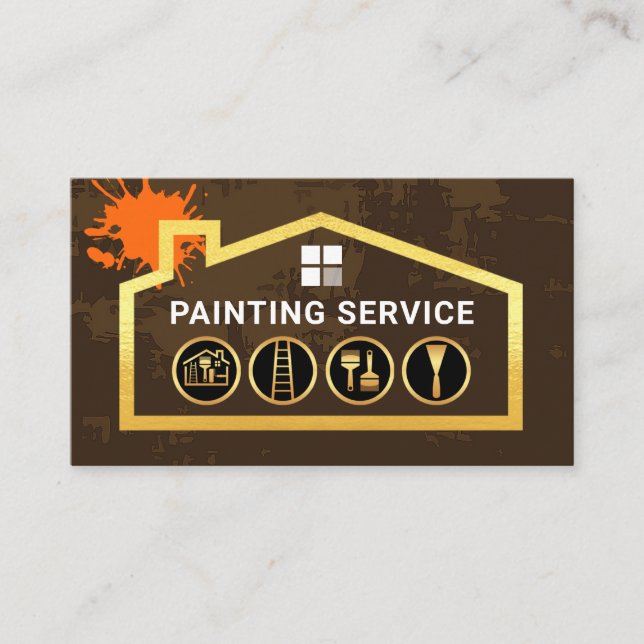 Painting Tools Peeling Paint Gold Home Business Card (Front)
