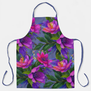 Painting Tropical Flowers Bright Colors Apron