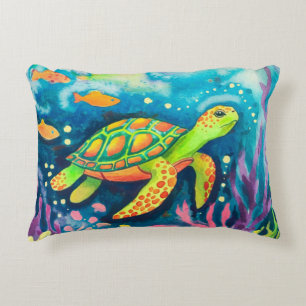 Painting Turtle Accent Pillow