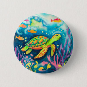 Painting Turtle Button