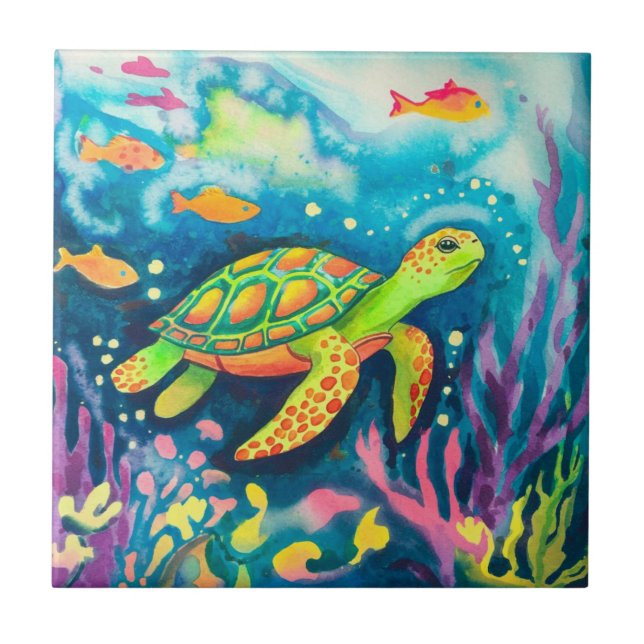 Painting Turtle Ceramic Tile (Front)