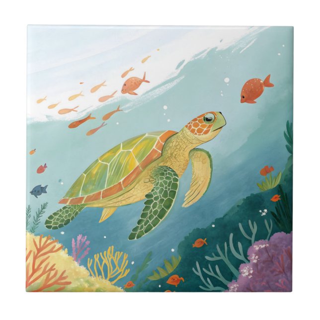 Painting Turtle Ceramic Tile (Front)