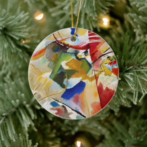 Painting with Green Center by Wassily Kandinsky Ceramic Ornament
