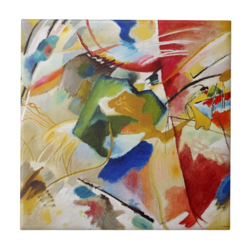 Painting with Green Center by Wassily Kandinsky Ceramic Tile