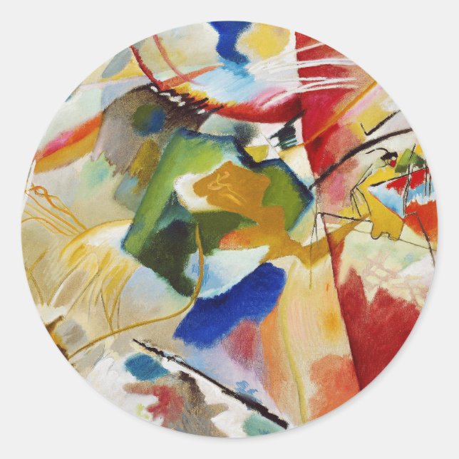 Painting with Green Center by Wassily Kandinsky Classic Round Sticker (Front)