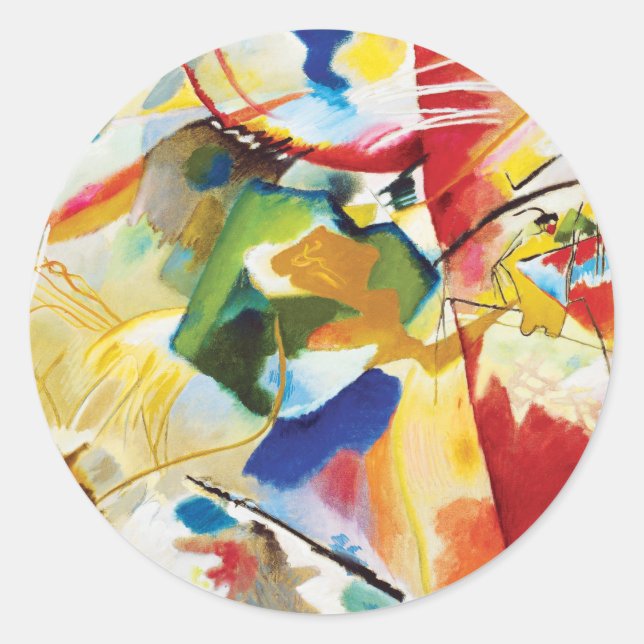 Painting with Green Center by Wassily Kandinsky Classic Round Sticker (Front)