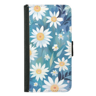 Painting with white flowers samsung galaxy s5 wallet case