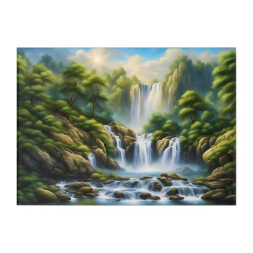 Paintinglike Waterfalls on 14 x 10 Acrylic Print
