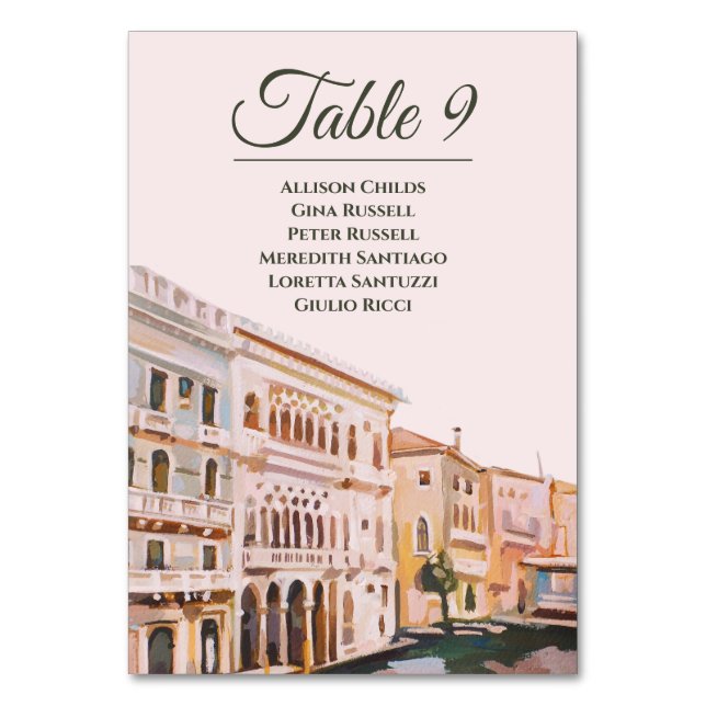 Paintings of Venice, Italy Table Number (Front)