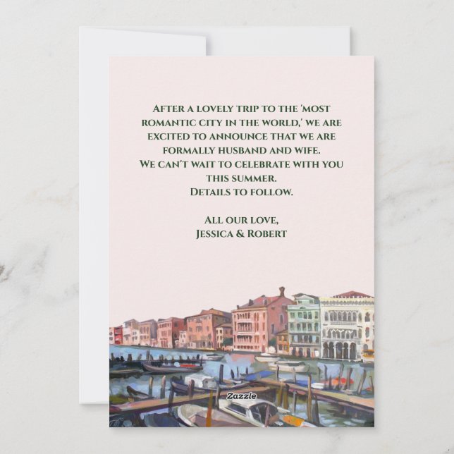 Paintings of Venice, Italy Wedding Announcements (Back)