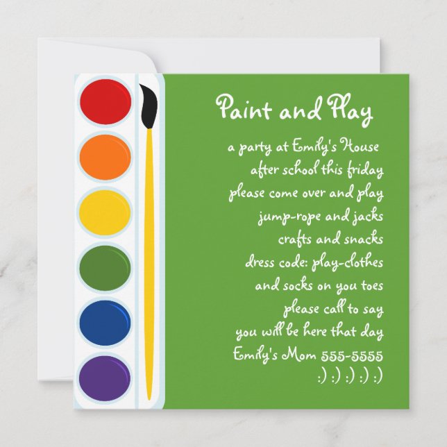 Paints and Brushes Invitation (Front)