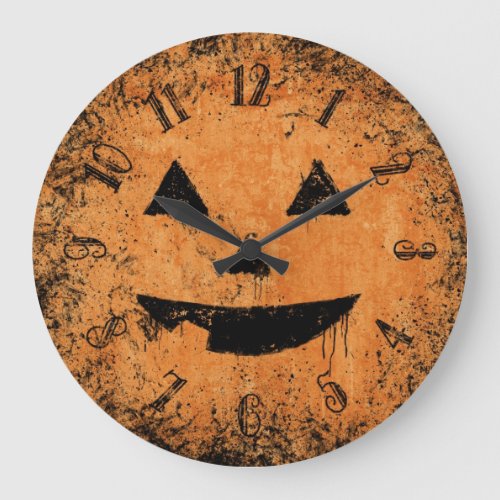 Painty Pumpkin Face Large Clock