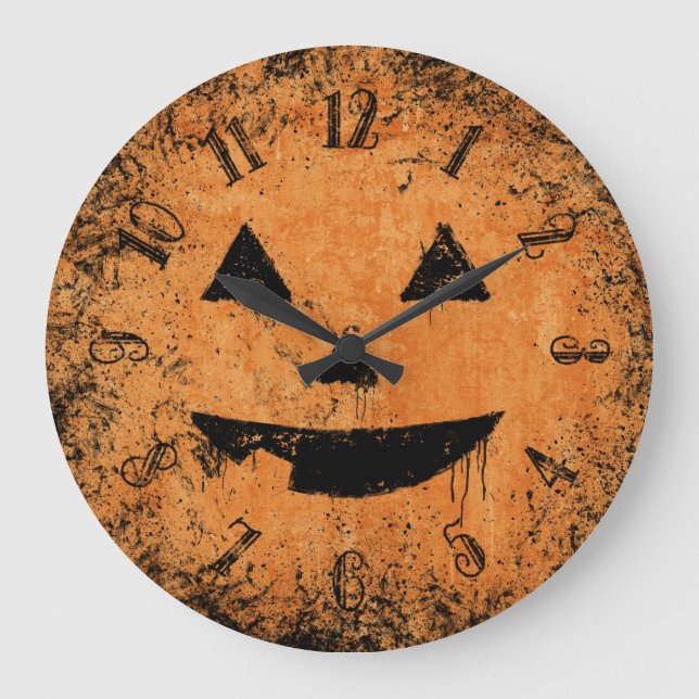 Painty Pumpkin Face Large Clock (Front)