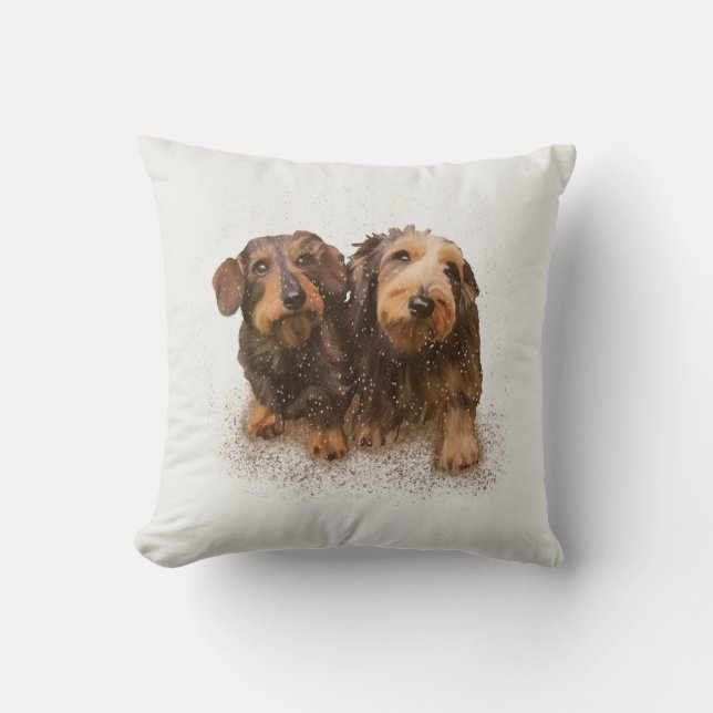 “Pair O’Doxical Puppies” Throw Pillow (Front)