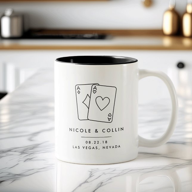 Pair of Aces | Las Vegas Wedding Favor Two-Tone Coffee Mug (Creator Uploaded)