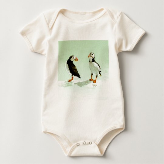 Pair of Antartic Puffin Birds Baby Bodysuit