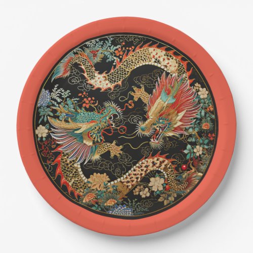 Pair of Asian Dragons Paper Plates