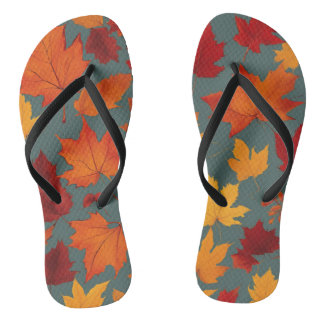 Pair of “Autumn Whispers” Flip Flops