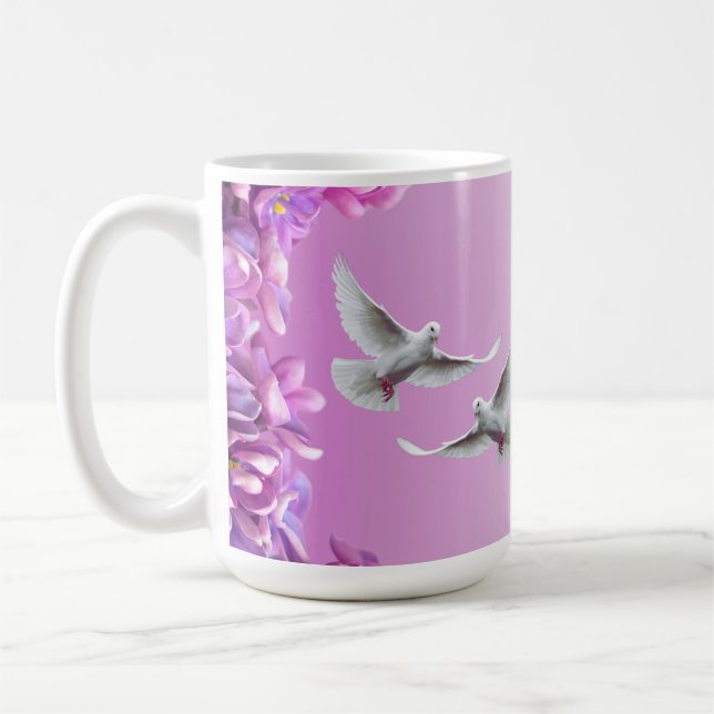 Pair Of Beautiful White Doves Coffee Mug (Left)