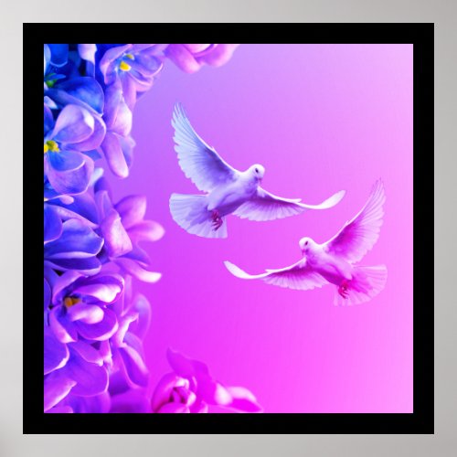 Pair Of Beautiful White Doves Poster