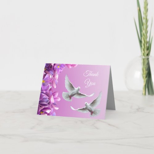 Pair Of Beautiful White Doves Thank You Card
