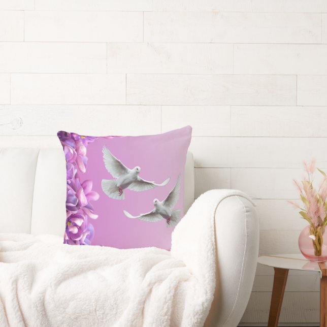 Pair Of Beautiful White Doves Throw Pillow (Couch)