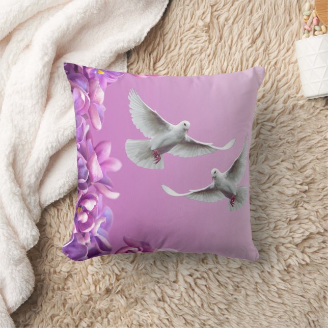 Pair Of Beautiful White Doves Throw Pillow (Blanket)
