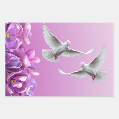 Pair Of Beautiful White Doves Wrapping Paper Sheets