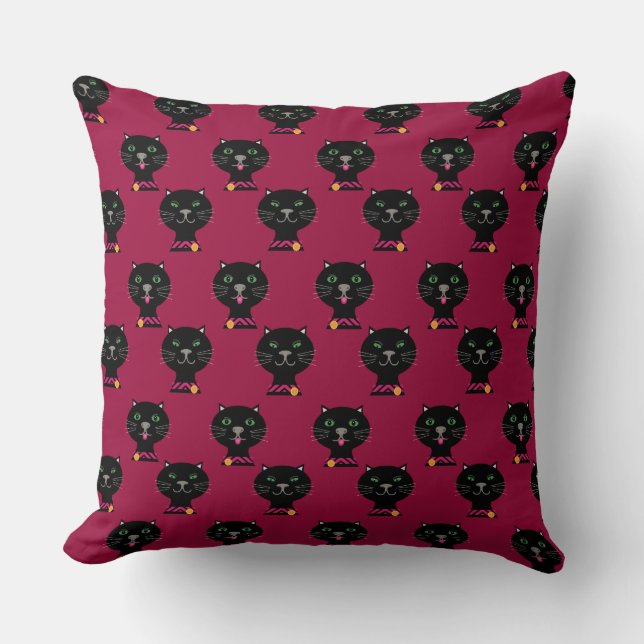 Pair of Black Kitty cats  Throw Pillow (Front)