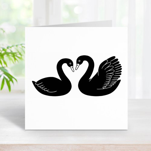 Pair of Black Swans Rubber Stamp
