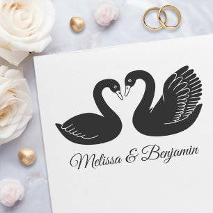 Pair of Black Swans Wedding Anniversary Lrg Self-inking Stamp