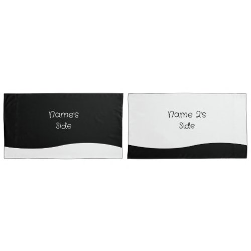 Pair of BlackWhite Couples King Pillow Cases