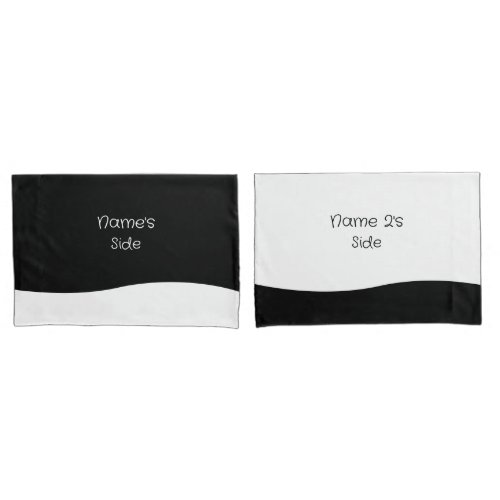 Pair of BlackWhite Couples Standard Pillow Cases