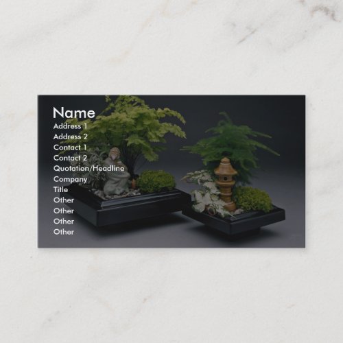 Pair of bonsai trees with ornamental figures business card