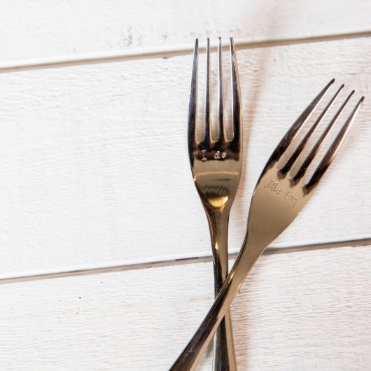 Pair of Bride & Groom Wedding Forks (Front)