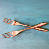 Pair of Bride & Groom Wedding Forks (Front)