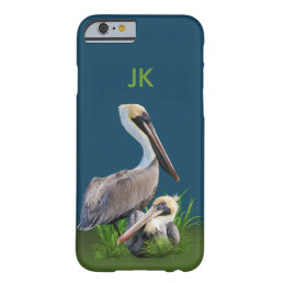 Pair of Brown Pelicans Customizable Monogram Barely There iPhone 6 Case