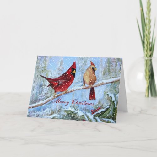 Pair of Cardinals Holiday Card