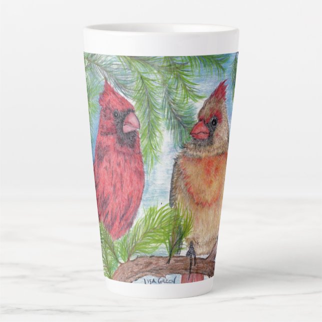 Pair of Cardinals Latte Mug (Front)