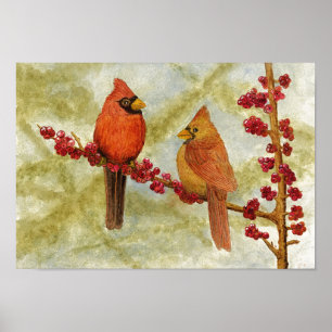 Pair of Cardinals Poster