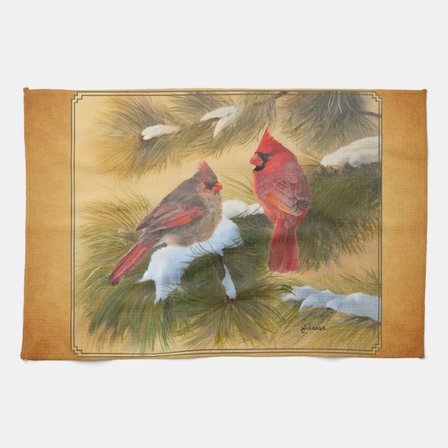 Pair of cardinals towel (Horizontal)