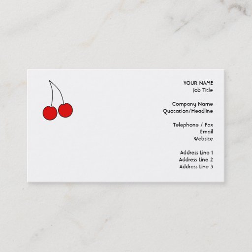 Customizable Pair of Cherries. Black, Red and White. Business Cards