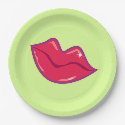 Pair of Cherry Red Lips Paper Plates