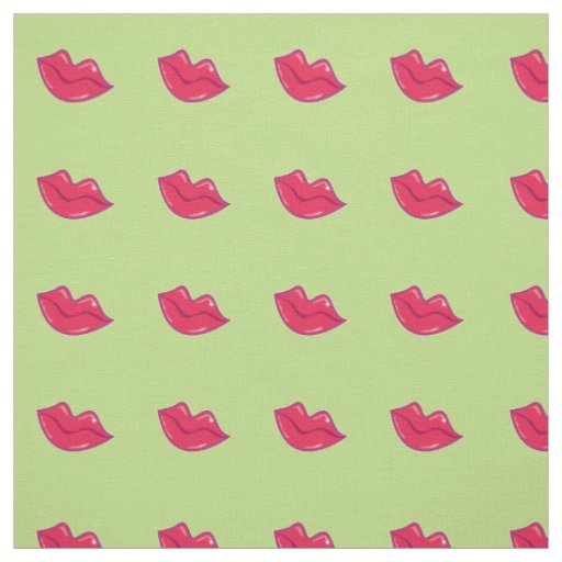 Pair of Cherry Red Lips Tiled Pattern Fabric