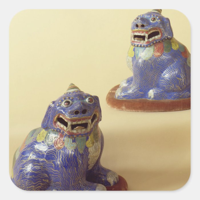 Pair of Chinese cloisonne dogs, 18th century Stickers