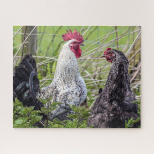 pair of colourful cockerels jigsaw puzzle