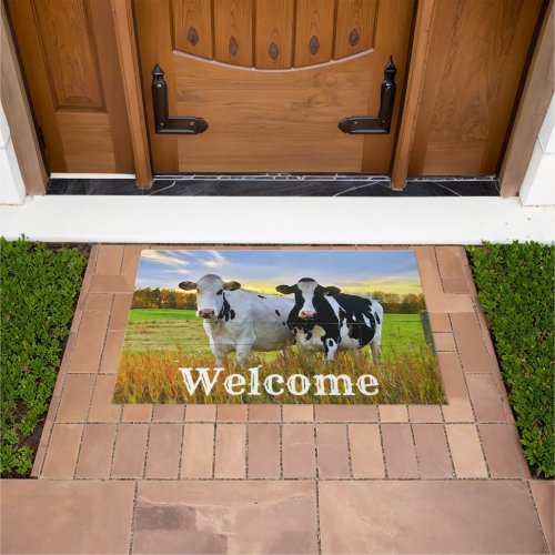 Pair of Cows in the Pasture Welcome Doormat