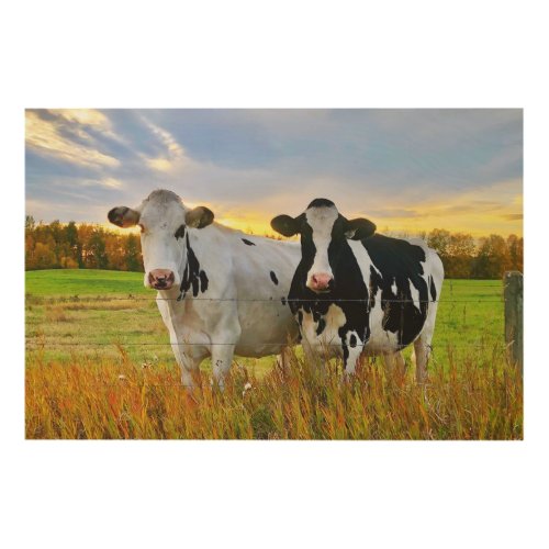Pair of Cows in the Pasture Wood Wall Art