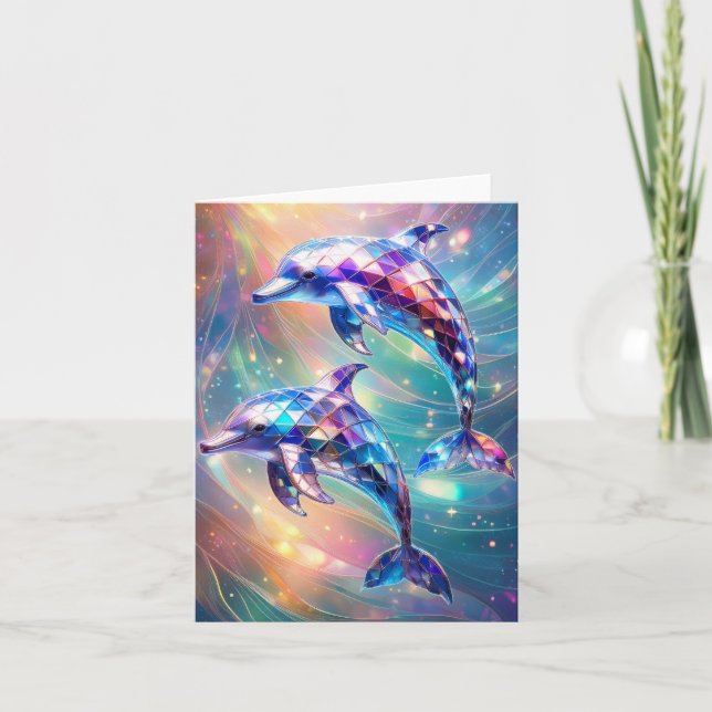 Pair of Crystal Dolphins  Card (Front)